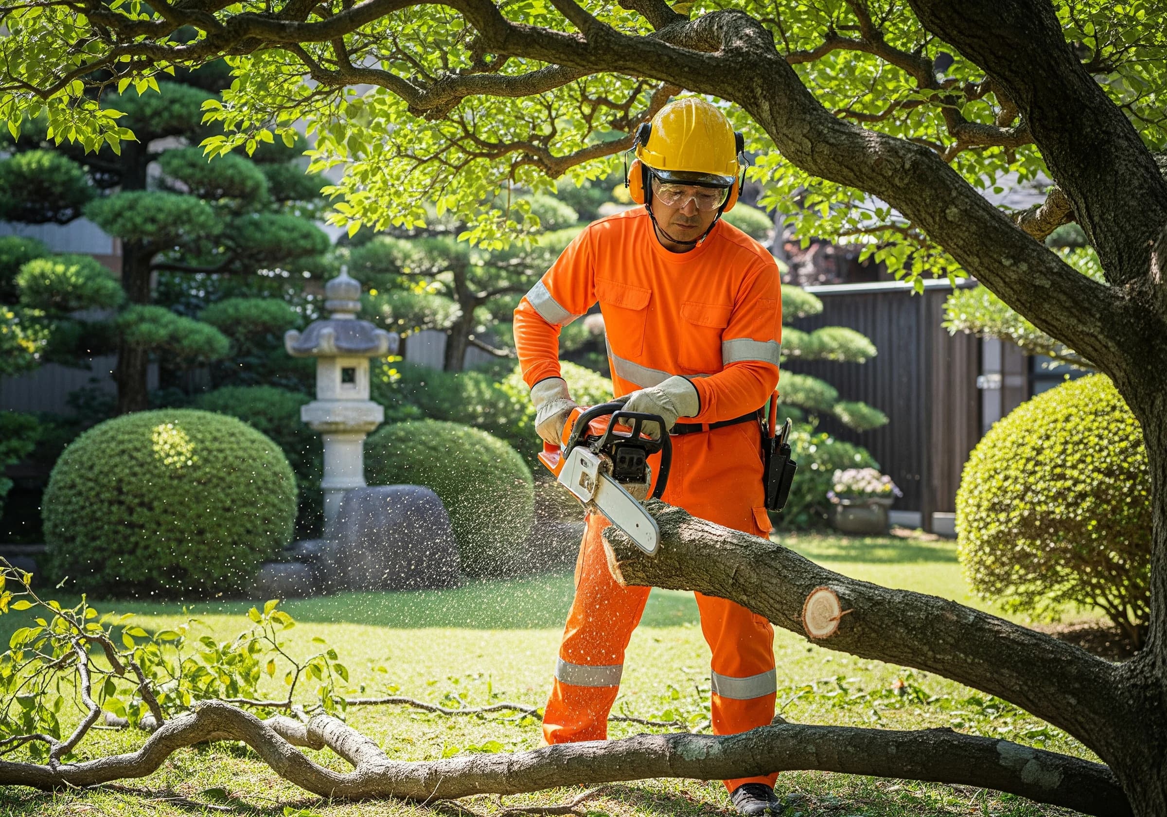 庭木の伐採作業